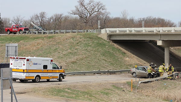 One person was reportedly injured Saturday afternoon in a vehicle crash on Bridge Avenue under the Interstate 90 overpass. It is unclear if the vehicle was driving on I-90 at the time of the crash. -- Sarah Stultz/Albert Lea Tribune    
