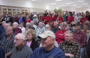 A large crowd of about 400 people attended the Albert Lea VA Clinic dedication Friday at Skyline Plaza. -- Colleen Harrison/Albert Lea Tribune     