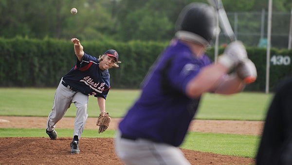 Tristin Muilenburg of Albert Lea throws a pitch Thursday in the Section 2AA championship game against Glencoe-Silver Lake at Belle Plaine. — Micah Bader/Albert Lea Tribune