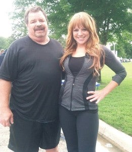 Mayor Tom Stiehm and his daughter, Christine, pose for a photo before Stiehm lost more than 100 pounds. – Provided