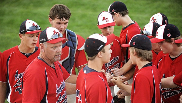 The Albert Lea Legion Post 56 baseball team gets ready to take the field Tuesday against Winona in the first round of the District 1 tournament at Maxwell-Loughrey Field on the campus of Winona State University. — Micah Bader/Albert Lea Tribune