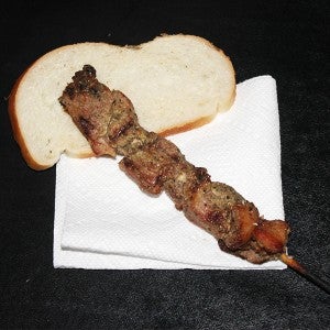 The pork kebab from Greek Shishkebabs were flavorful and lean. – Jacob Tellers/Albert Lea Tribune