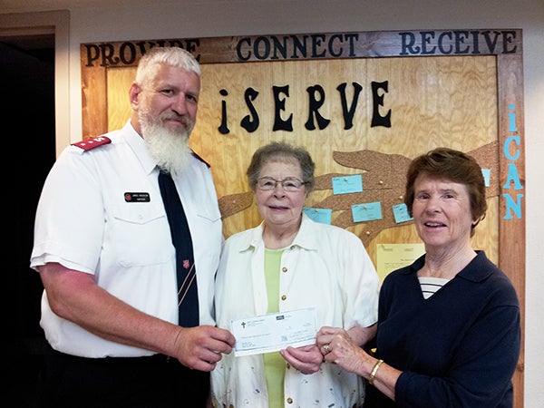 Pictured, from left, are Salvation Army Capt. Jim Brickson, Eunice Hatleli and Deloris Fligge. – Provided