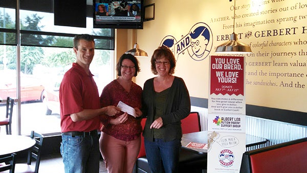 Erbert and Gerbert’s provided a fundraiser for the Albert Lea Autism Parent Support group. During the month of July Erbert and Gerbert’s annually chooses organizations to support by exchanging each $1 for a comet $1. In the campaign the store raised over $400 for the Albert Lea Autism Parent Support Group. This group meets on the second Monday of the month from 6:30 to 8 p.m. to provide information to families about community resources and give parents a network of support for each other. The group’s facilitators are Shelly DeVries, Staci Stensrud and Kim Fryer. For more information call 507-383-4133. – Provided