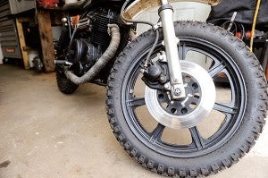 One of Andy Hull’s motorcycles sits in his garage in his Austin home. – Tribune file photo