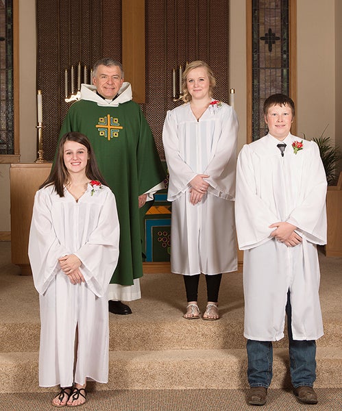 On Oct. 19, Hannah Dunbar, Kendal Waxholz and Jacob Helland were confirmed at Mansfield Lutheran Church by the Rev. Donald Rose. – Provided