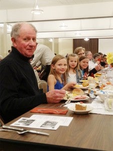 Gene Hassing — second generation SCS alumnus, class of 1963 — and his wife Pat are shown dining with their granddaughters and fourth generation SCS students McKenzie, Isabella and Paige Roberts. — Provided