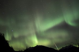 The northern lights and a shooting star taken in Haines, Alaska, by Tish and Doug Beach of Alligator Point, Fla. – Provided