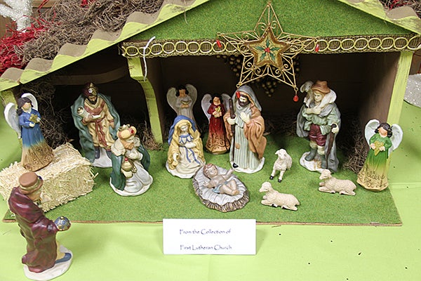 This Nativity set from First Lutheran Church’s collection is one of dozens on display through Christmas. The public is welcome to experience the crèche walks before or after services Sunday, Christmas Eve and Christmas Day. – Cathy Hay/Albert Lea Tribune