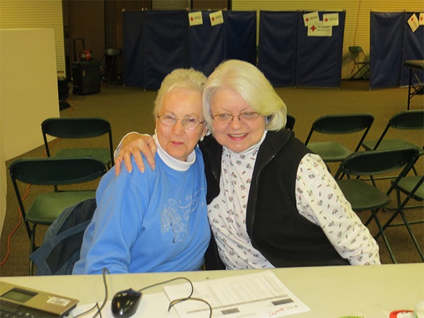 Jeanie Opdahl and Mary Ann Carlson are long-time Red Cross blood drive volunteers. — Provided