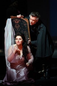 Hibla Gerzmava as Antonia and Thomas Hampson as Dr. Miracle in Offenbach’s “Les Contes d’Hoffmann.” - Provided