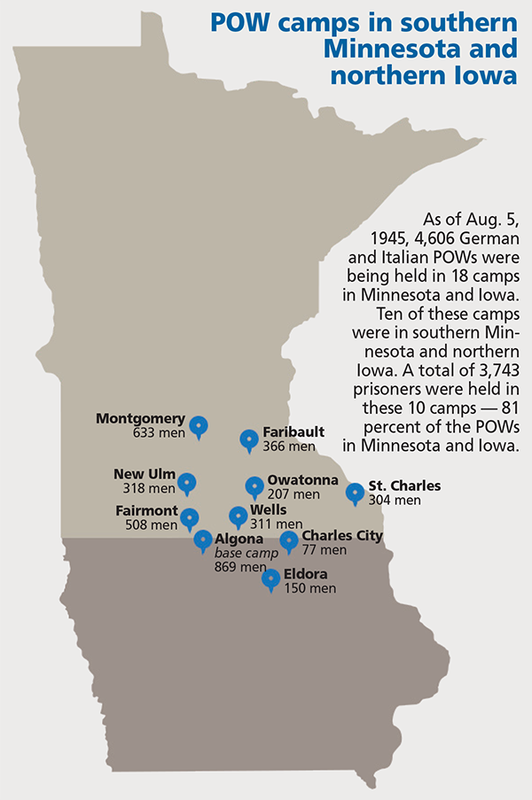 POW camps in southern Minnesota and northern Iowa. — Graphic by Hannah Dillon