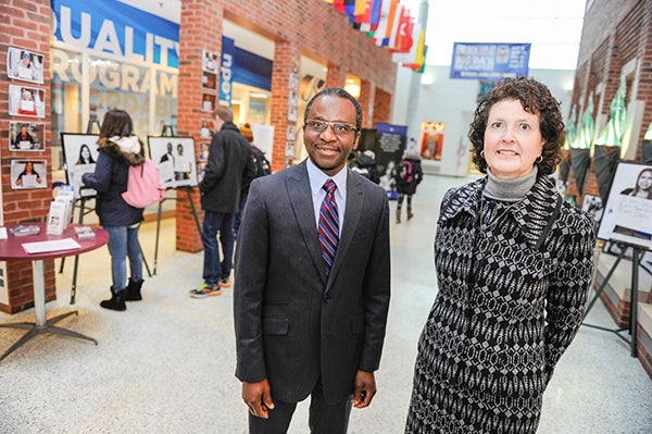iverland Community College President Adenuga Atewologun and Vice President of Academic and Student Affairs Mary Davenport are spearheading the college into the future, laying forth their goals for the two-year school. - Eric Johnson/Albert Lea Tribune