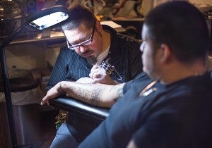Johnson has owned the building that houses his tattoo parlor for about 15 years. In that time he said he has seen a number of other tattoo shops come and go in town.  - Colleen Harrison/Albert Lea Tribune