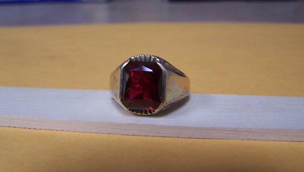 This 10-carat gold ring with a large red stone was found with the remains off of Interstate 90 in Freeborn County Monday evening. — Photo courtesy Freeborn County Sheriff's Office