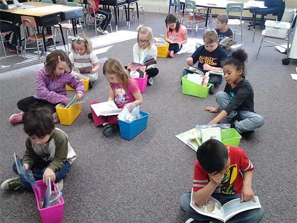 First graders at Lakeview Elementary School celebrated I Love To Read month in February. — Provided