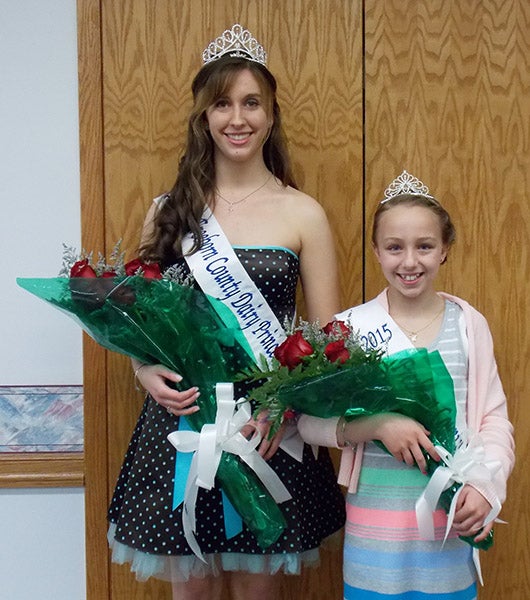 Presley Johnson, left, will serve a second term as Freeborn County Dairy Princess for 2015, and Makenna Jacobs will serve a third term as Freeborn County Dairy Milk Maid. - Provided