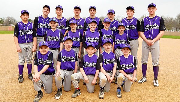 The Albert Lea Knights baseball team hosted the 32-team Gopher-Hawkeye Scrimmage Fest April 18 at Snyder Fields. The scrimmages featured teams from Minnesota and Iowa to prepare for the season. Teams from as far north as Anoka and as far south as Decorah, Iowa, competed in 9U to 14U brackets. Front row from left are 10A players Dirk Fornwald, Mason Buendorf, Luke Olson, Henry Buendorf and Tanner Nelson. Middle row from left are 10A players Jack Stevens, Grant Adams, Brendan Earl, Drew Teeter and Kadin Johnson. Jesse Baltazar is not pictured. Back row from left are 14AAA players Jake Ball, Jaeger Classon, Sawyer Vanmaldeghem, Isaac Moyer, Brock Hammer, Ian Ball, Drake Dawson and Parker Andersen. Alex Ulve and Carter Simon are not pictured. — Provided