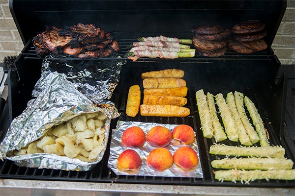 A wide selection of meat, fruits and vegetables can be grilled to create a varied, colorful meal. — Colleen Harrison/Albert Lea Tribune