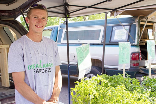 Lance Perkins, 26, lives outside of Geneva with his wife and runs his business, DreamAway Gardens. - Hannah Dillon/Albert Lea Tribune