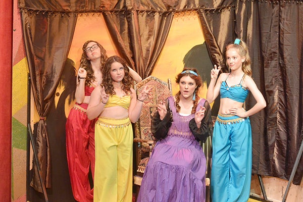 Princess Jasmine and the harem girls during Dylan Kaercher’s Theatre Camp from June 8 to 12. Pictured from left is Autumn Kopp, Morgan Kretsch, Alyssa Abrego and Emma Martinson. -Provided