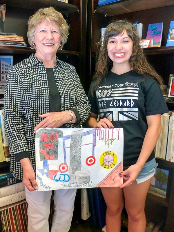 The Albert Lea Art Center recently announced Cali Carol Cantu as the recipient of this year’s Albert Lea Art Center scholarship award. She is a 2015 graduate of Albert Lea High School and will attend Minnesota State University, Mankato, majoring in graphic art and design and minoring in dance. Cantu is wearing a shirt that she created blending the Kiss and Def Leppard British flag logo with the American flag design. She is shown with Bev Jackson Cotter, ALAC scholarship committee chairwoman. They are holding Cantu’s drawing, titled “Youth Gone Wild.” — Provided