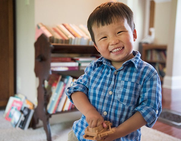 Oliver, now 3 1/2, was born in Luoyang, China. Erica and Shannon Steensma adopted him and brought him back to Albert Lea in March. - Colleen Harrison/Albert Lea Tribune