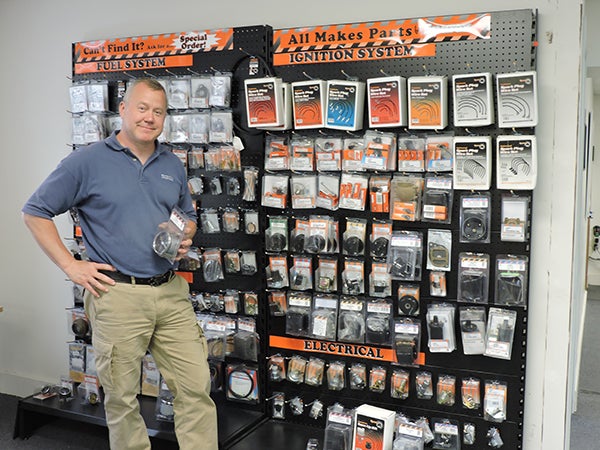Along with offering tractor manuals, Paul Jensen has expanded his business to include a parts division. While most parts can only be bought online, he does offer more popular products in his store in Manchester. - Kelly Wassenberg/Albert Lea Tribune
