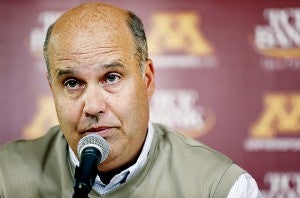 Norwood Teague will not receive a severance package from the University of Minnesota but will be available as a consultant at his current pay, $285 an hour, if needed, according to President Eric Kaler. Here, Teague paused before speaking during a March 2013 news conference. — Carlos Gonzalez/Star Tribune via AP 2013