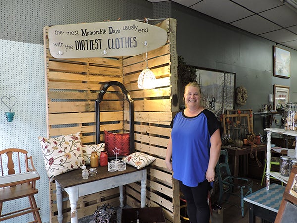 Allison Muilenburg owns and operates Cloe’s Attic out of Floors 4U in Ellendale and can often be found helping customers in both stores. - Kelly Wassenberg/Albert Lea Tribune