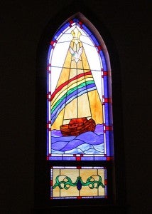 One of the stained glass windows featured at Round Prairie Lutheran Church. - Sarah Stultz