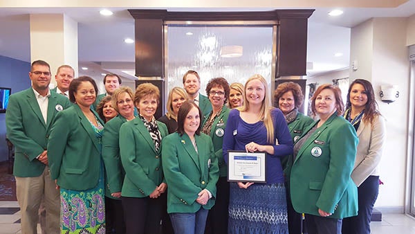The Albert Lea-Freeborn County Chamber of Commerce Ambassadors welcome Michelle Neeley, new general manager from Holiday Inn & Suites, to the organization. - Provided