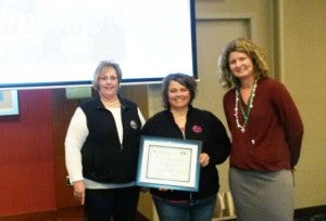 The Children’s Center in Albert Lea was awarded the 2015 Triple H award for its breastfeeding support last week from the Minnesota State Breastfeeding Coalition. Pictured are Brenda Reed and Kim Nelson with a member of the Minnesota State Breastfeeding Coalition. - Provided