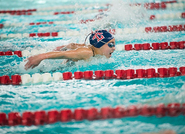 Albert Lea's Jaeda Koziolek competes in the 100-yard butterfly Wednesday during Section 1A prelims at Ellis Middle School in Austin. - Colleen Harrison/Albert Lea Tribune