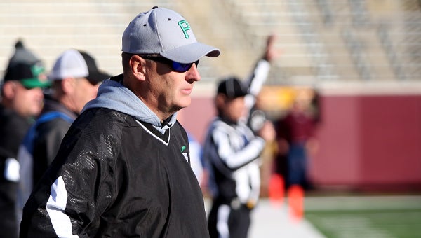 Pipestone coach Clay Anderson watches his team play Friday in the Class AA championship against Caledonia at TCF Bank Stadium. — Jesse Trelstad/Worthington Daily Globe