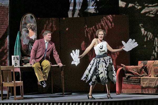 Marlis Petersen plays Lulu and Daniel Brenna plays Alwa in Berg’s “Lulu.” - Ken Howard/Metropolitan Opera