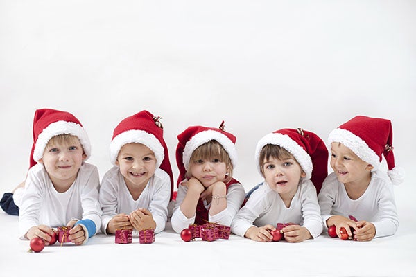 kids with santa hats