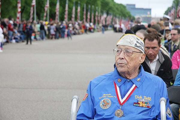 Richard Thill, president of the Twin Cities chapter of Pearl Harbor Survivors, attended a Memorial Day ceremony at Fort Snelling National Cemetery on May 25. - Riham Feshir/MPR News file 