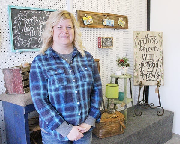 Angie DenHerder opened a pop-up store called Heirloom at 114 S. Broadway last month and will be open through Dec. 23. - Sarah Stultz/Albert Lea Tribune