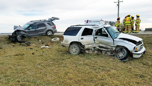 Three people were injured after a broadside collision Wednesday afternoon in Faribault County. — Provided