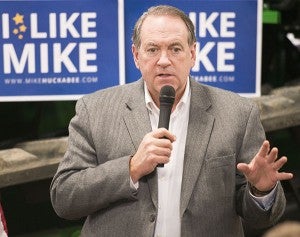 Mike Huckabee stopped in Iowa Tuesday to talk about how the federal renewable fuel standard has impacted Iowa farmers. - Colleen Harrison/Albert Lea Tribune 