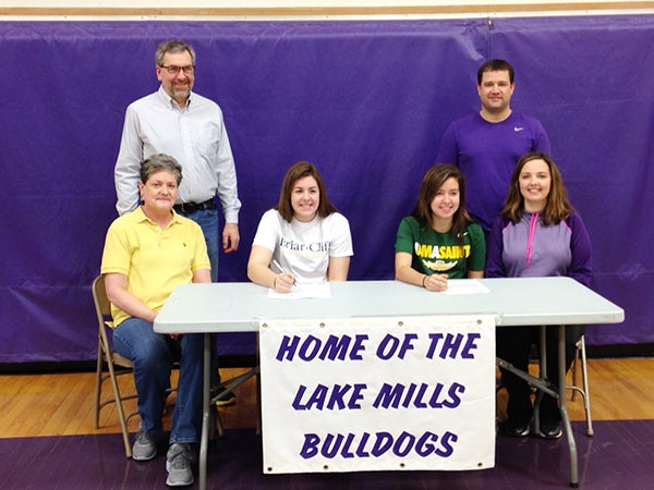 Lake Mills seniors Kelsea Heintzman and Madison Shifflett signed national letters of intent Tuesday to play college volleyball. - Provided