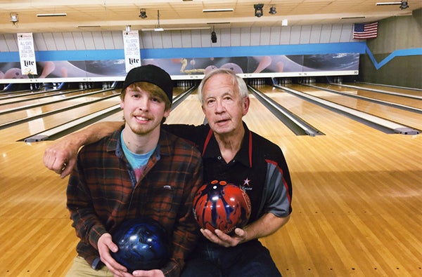 Cody Olson, left, recently bowled his second 300 and Loren Kaiser, right, bowled his 22nd 300 during the Thursday Nite Men’s mercantile League. - Provided