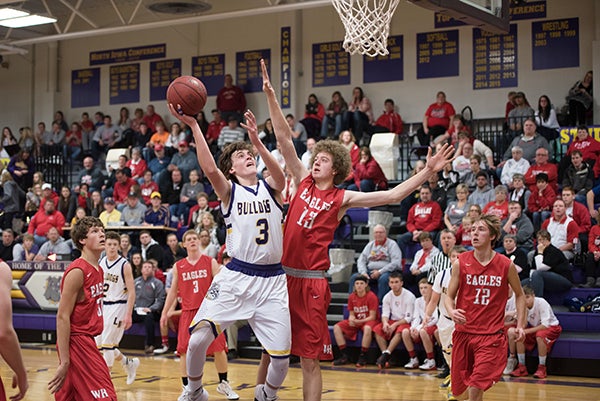 Lake Mills’ Granger Kingland broke the school’s scoring record during Tuesday’s 82-71 loss to West Hancock at Lake Mills. Kingland scored 43 points and grabbed 15 rebounds for the Bulldogs. - Lory Groe/For the Albert Lea Tribune