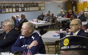 A few dozen veterans heard American Legion National Cmdr. Dale Barnett speak Wednesday afternoon in Wells. - Sam Wilmes/Albert Lea Tribune