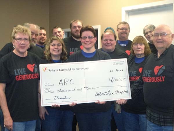 Thrivent Financial recently provided supporting funds to The Arc of Freeborn County for its soup and chili fundraiser. Funds will enable The Arc to continue to be a supporting agency of the Aktion Club, which is sponsored by the Noon Kiwanis and Day Breakers Kiwanis clubs. The reason for the formation of this group is to build leadership and self-advocacy skills while providing service to others. The Aktion Club assisted with the Dad’s Belgium waffle breakfast for The Arc and is busy planning future community service projects. The Aktion Club helps bring awareness to the community of inclusion and acceptance. There are many ways that people with different abilities and talents can contribute to the richness of the community through inclusion. — Provided