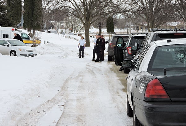 Authorities respond to a report of a deceased person in a vehicle at Graceland Cemetery Wednesday afternoon. — Kelly Wassenberg/Albert Lea Tribune