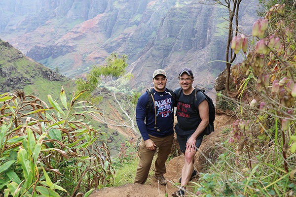Bryce and Caleb Gaudian are pictured near Waimea Canyon in Kauai, Hawaii, while hiking a seven-mile section of Ultra-Hike No. 3’s 42 miles. - Provided