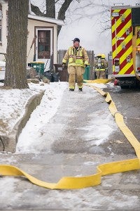 The Albert Lea Fire Department responded to a fire at 803 Bridge Ave. in Albert Lea Friday morning. - Colleen Harrison/Albert Lea Tribune