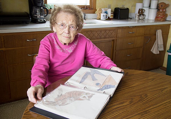 Florence Palmer turned 100 on April 4. Palmer, who enjoys drawing, attributes reaching 100 to a life of hard work, though she joked she enjoys eating sweets. - Sarah Stultz/Albert Lea Tribune